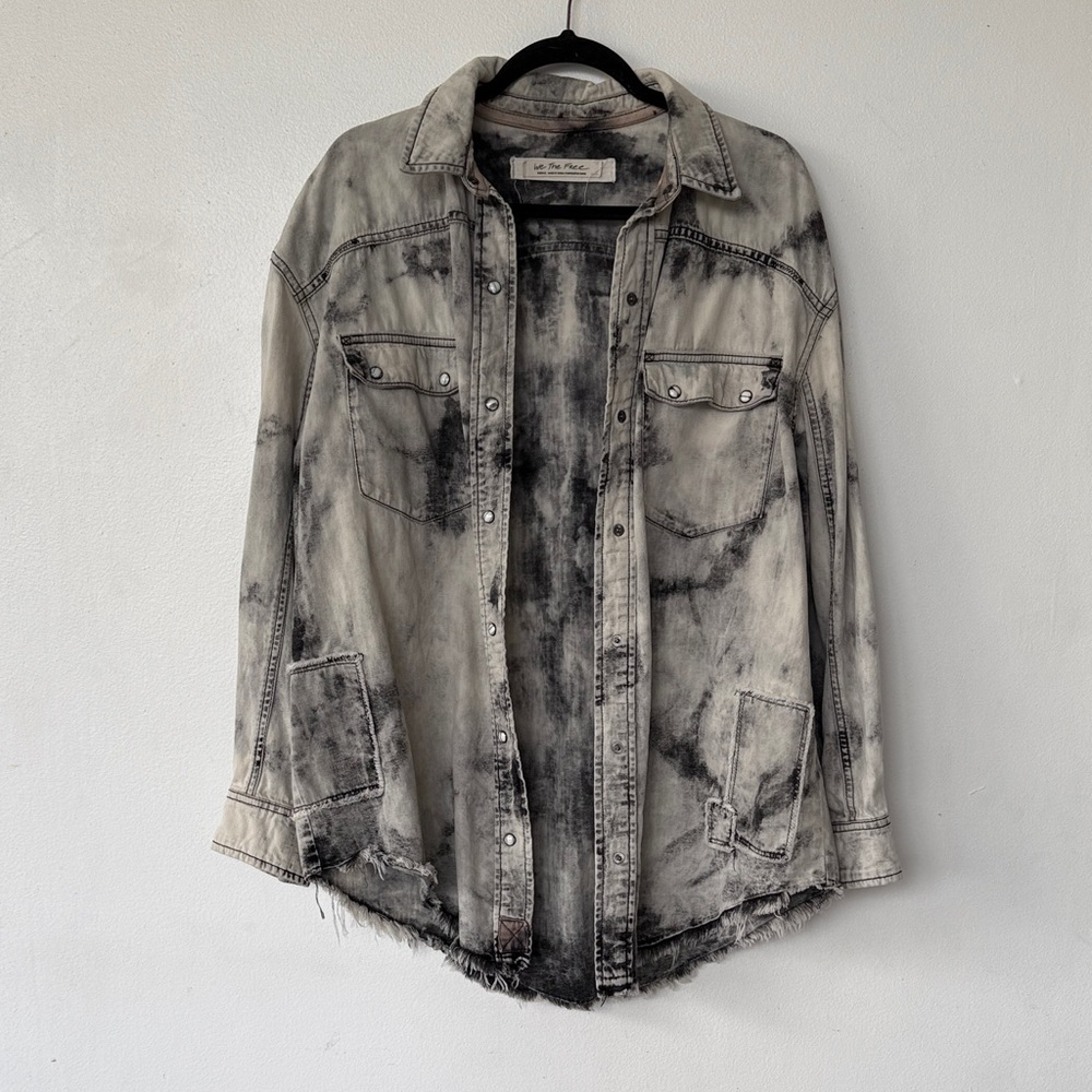 Free People Black and Gray Jean Jacket